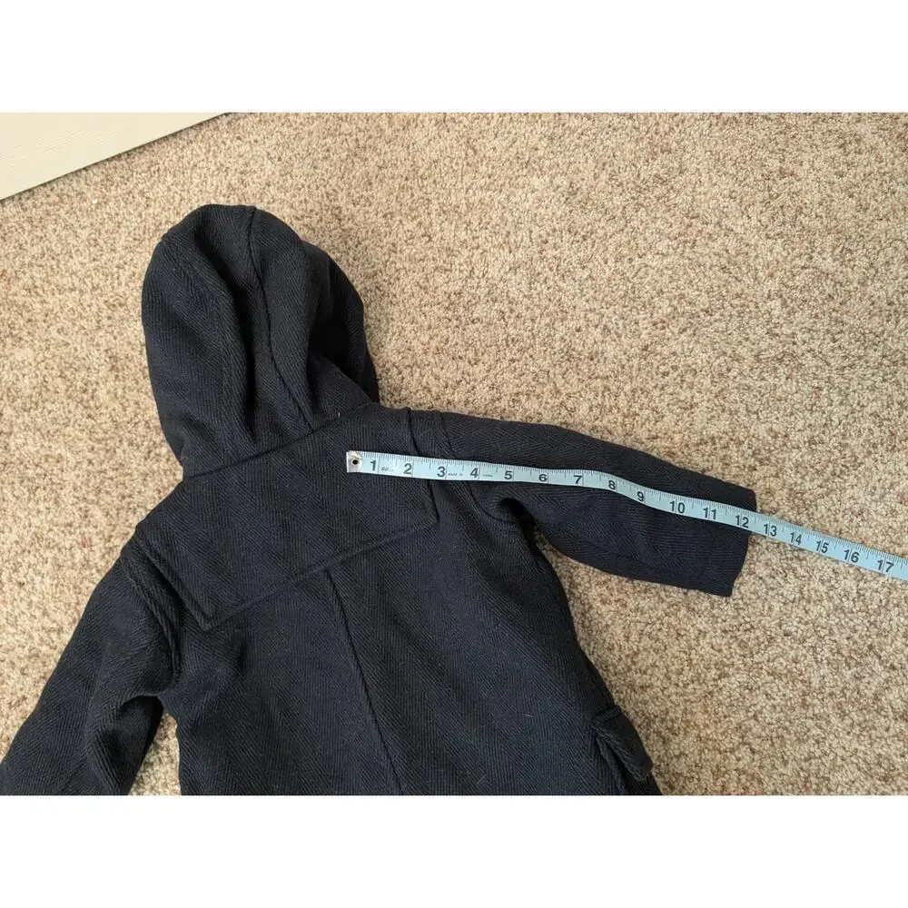 Kitestrings by Hartstrings Girls Navy Wool Blend Hooded Duffle Coat Jacket 18M